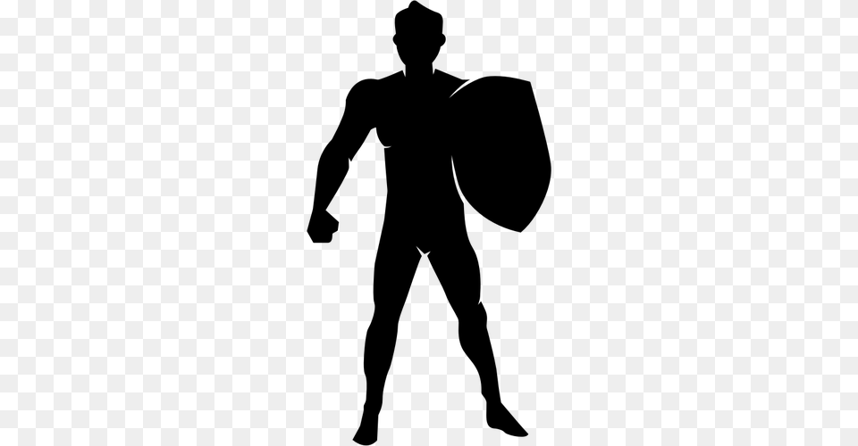 Download Man With Shield Silhouette Clipart Clip Art, Gray Png Image