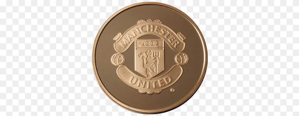 Download Manchester United 14oz Gold Medallion Manchester Manchester United Full Hd, Badge, Logo, Symbol, Coin Png