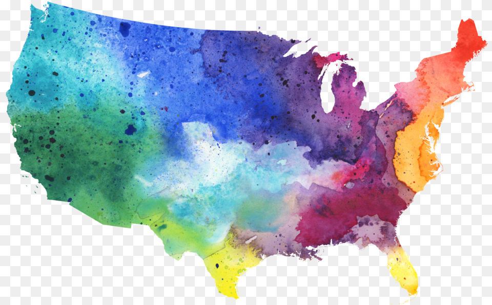 Download Map Of The Us Water Color United States Map United States Map Watercolor, Person Free Png