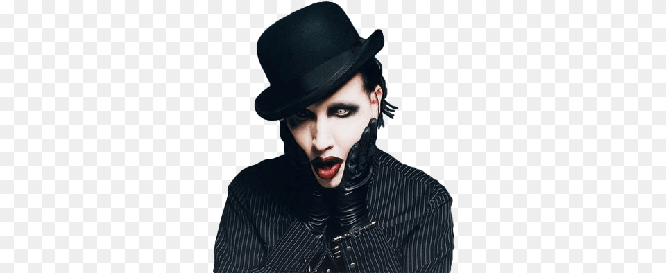 Download Marilyn Manson Bowler Hat Marilyn Manson New Mutants, Portrait, Photography, Face, Person Png Image