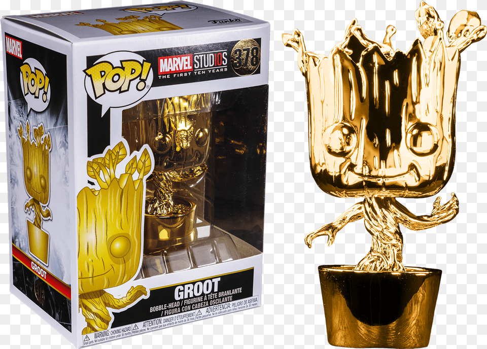 Download Marvel Studios 10 Years Groot Groot Gold Funko Pop, Trophy, Adult, Bride, Female Png