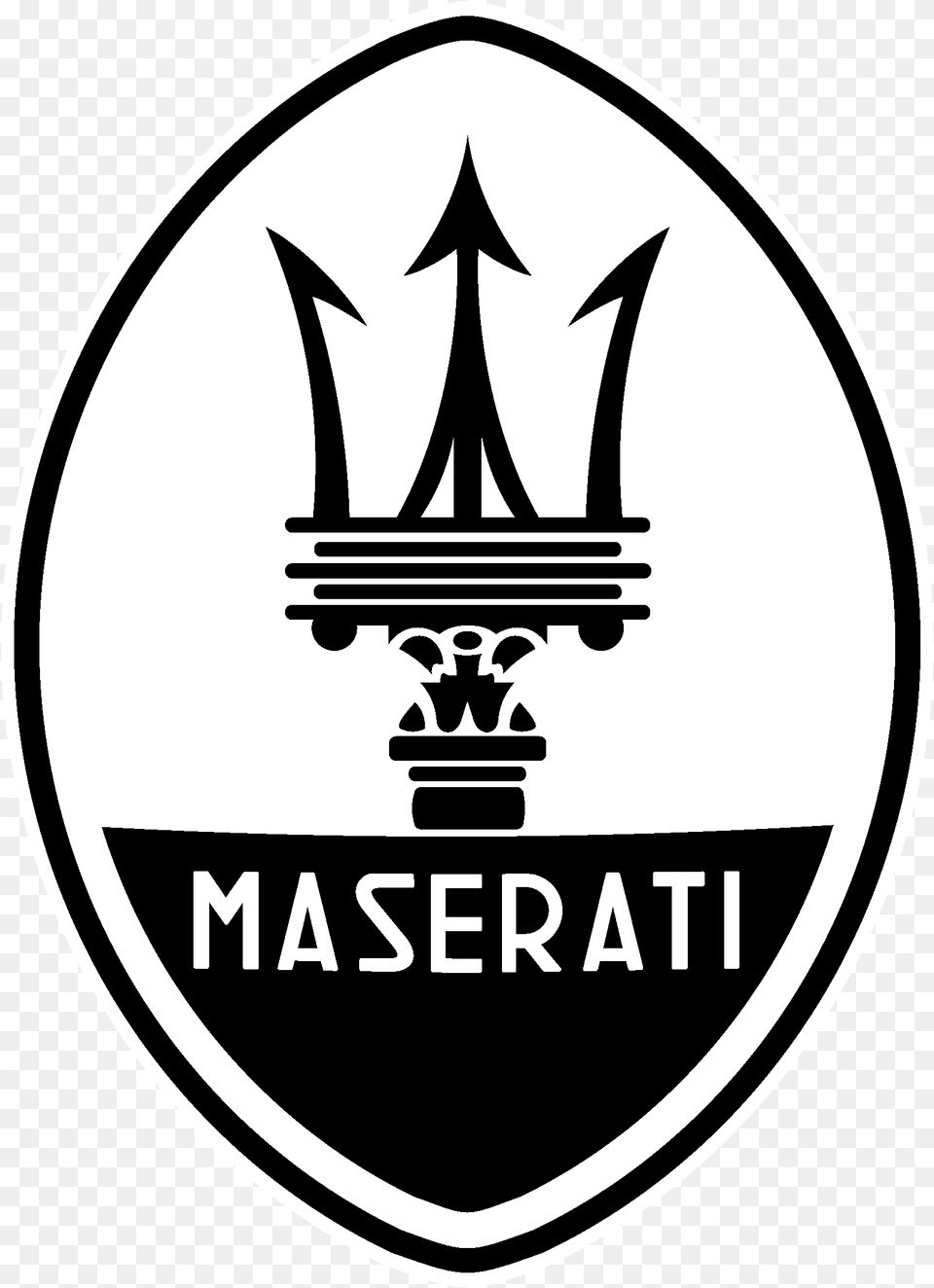 Download Maserati Logo Black And White Transparent Maserati Logo, Chandelier, Lamp, Weapon Png Image