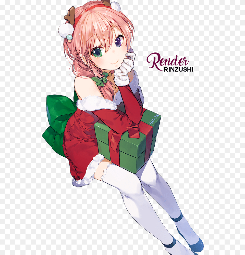 Download Merry Christmas Anime Girl Full Size Anime Christmas Render, Book, Comics, Publication, Baby Png Image