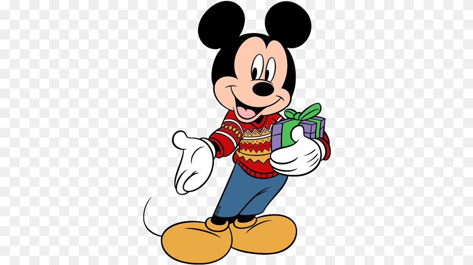 Download Merry Christmas Clipart Minnie Mouse Mickey Mouse Wearing Sweater, Cartoon, Baby, Person Free Png