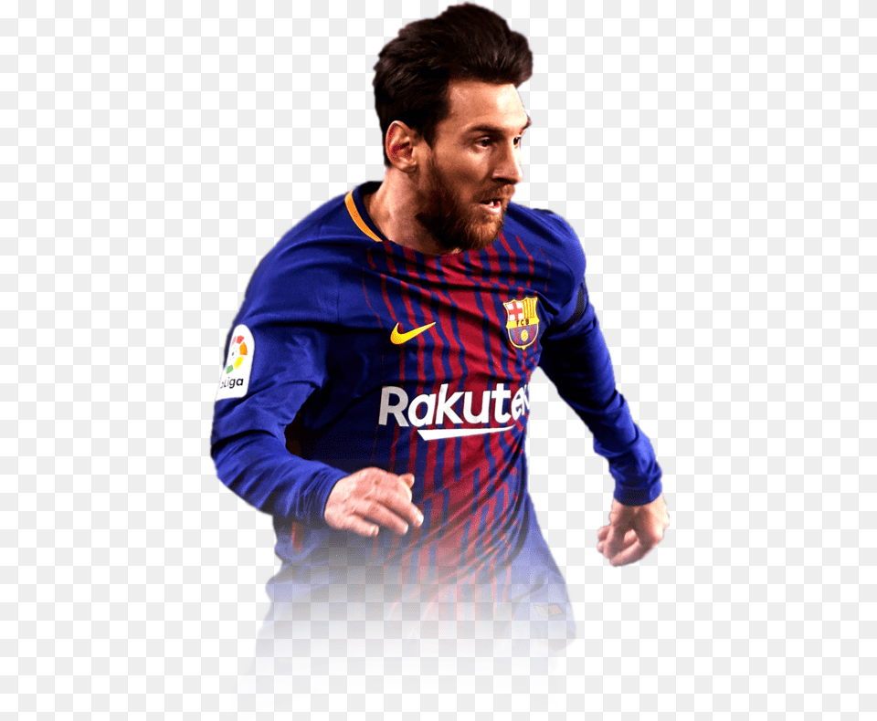 Download Messi New Home Barcelona Fc Jersey Messi New, Adult, Shirt, Body Part, Clothing Free Transparent Png