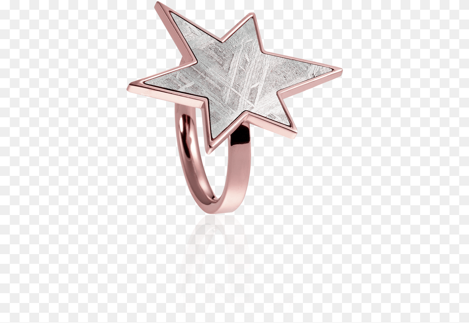 Download Meteorite Star Ring In Red Gold Body Jewelry Engagement Ring, Symbol, Cross, Trophy Free Png