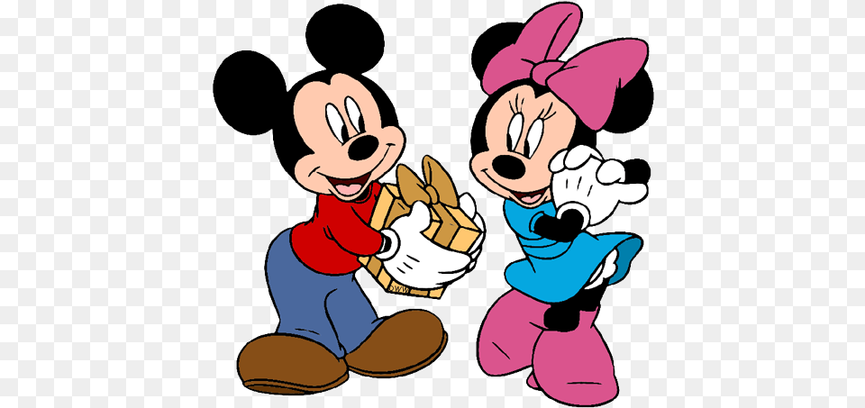 Mickey And Friends Christmas Clip Art Image Giving Gifts Transparent No Background, Cartoon, Baby, Person Free Png Download
