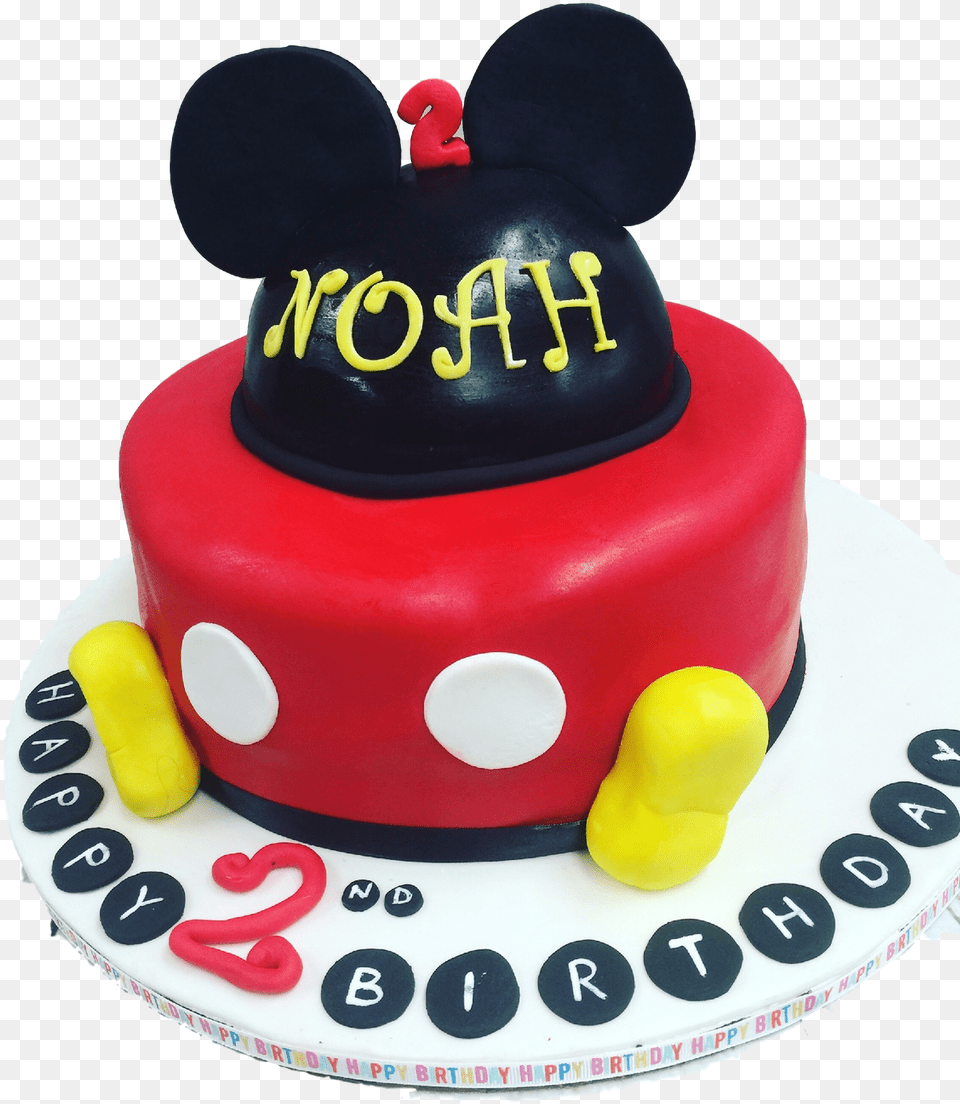 Download Mickey Mouse 2nd Birthday Cake Birthday Cake 2nd Birthday Mickey Mouse Cakes, Birthday Cake, Cream, Dessert, Food Free Png