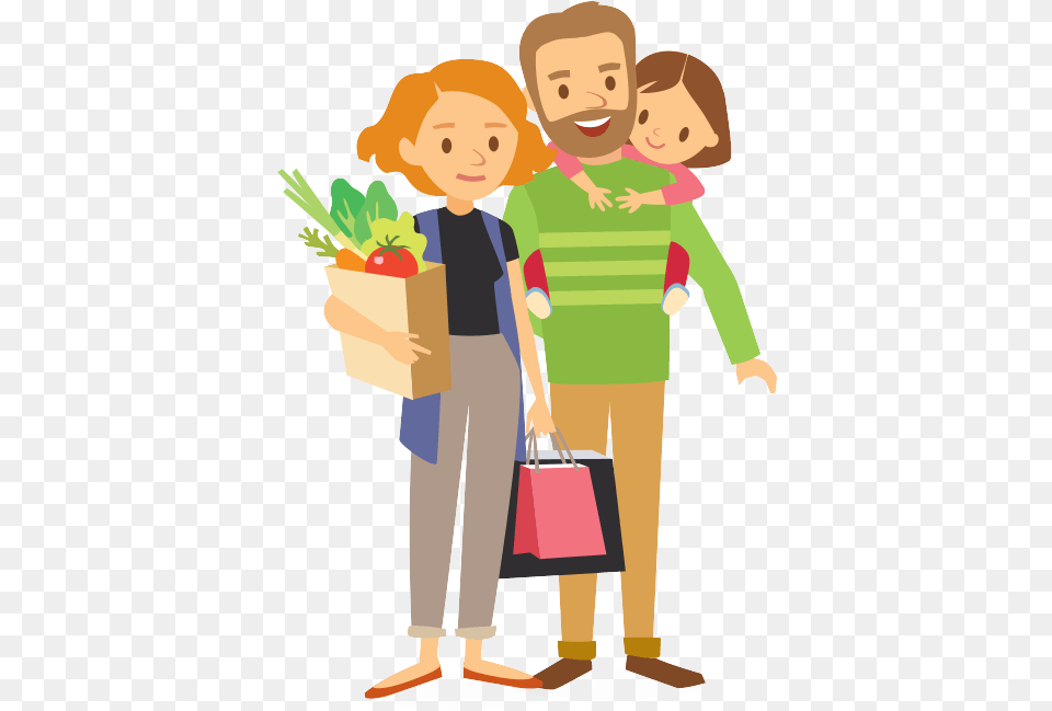 Middle Working Parents, Person, Shopping, Bag, Boy Free Png Download