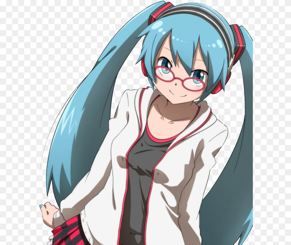 Download Miku With Red Glasses Hatsune Miku Cool Render Anime Birthday Game Genre, Publication, Book, Comics, Adult Png Image