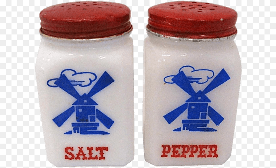 Milk Glass Windmill Salt And Pepper Shakers, Bottle, Shaker, Jar Free Png Download