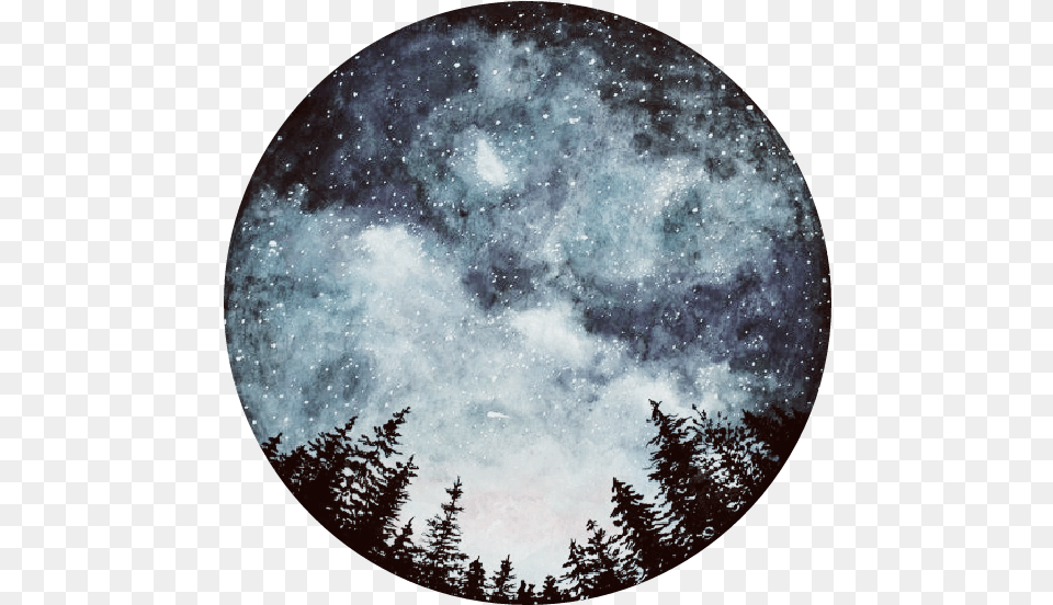 Download Milkyway Forest Silhouette Silhouettes Tree Trees Watercolor Galaxy Circle, Astronomy, Outdoors, Night, Nature Free Transparent Png