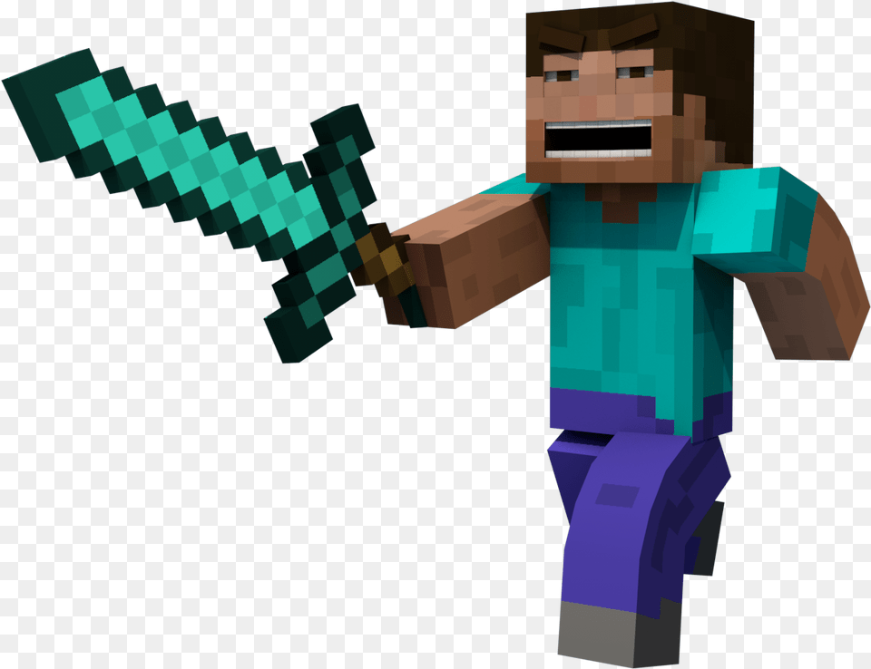 Download Minecraft Photo Images And Clipart Steve With Diamond Sword Free Png