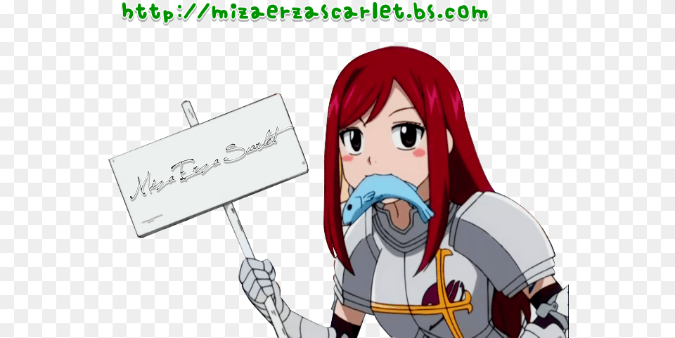 Download Miza Erza Scarlet Anime Character With Sign Gray Fullbuster Anime, Adult, Book, Comics, Female Png Image