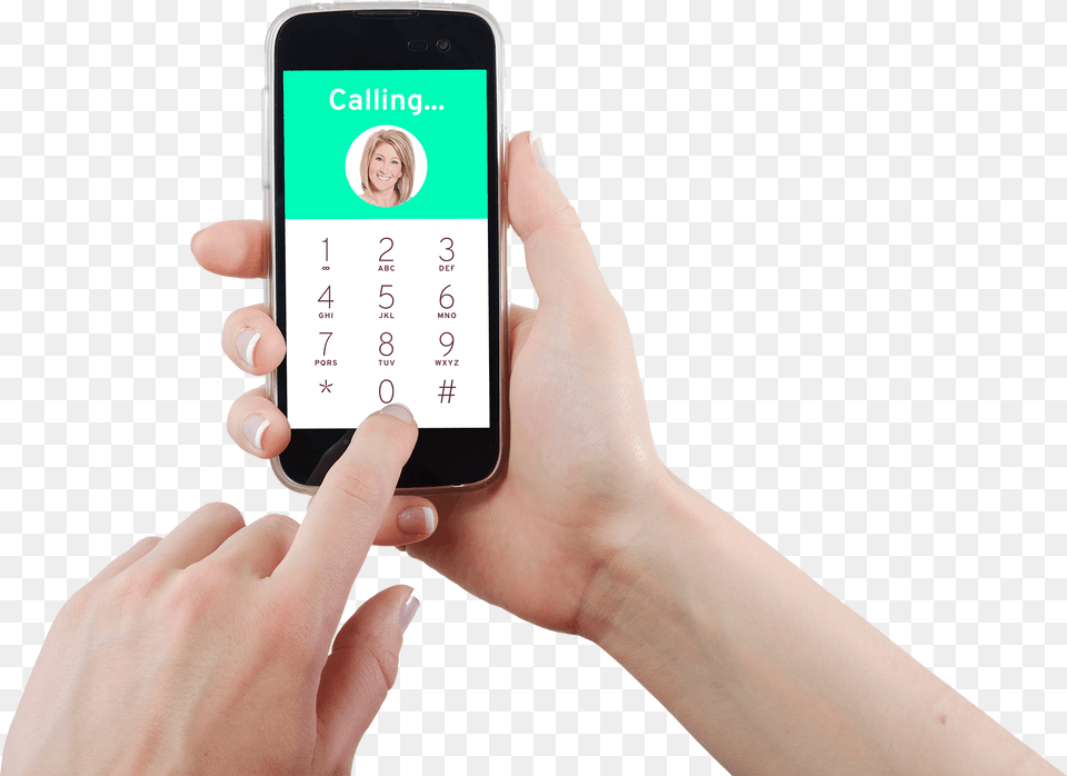 Download Mobile Cell Phone In Hand Transparent Cell Phone Calling, Electronics, Mobile Phone, Person, Text Png Image
