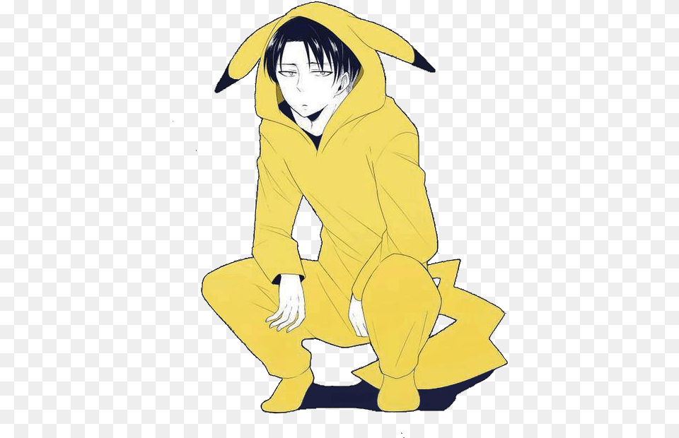 Module Levi Ackerman Pikachu Image With No Pikachu Hoodie Anime Character, Publication, Book, Clothing, Coat Free Png Download