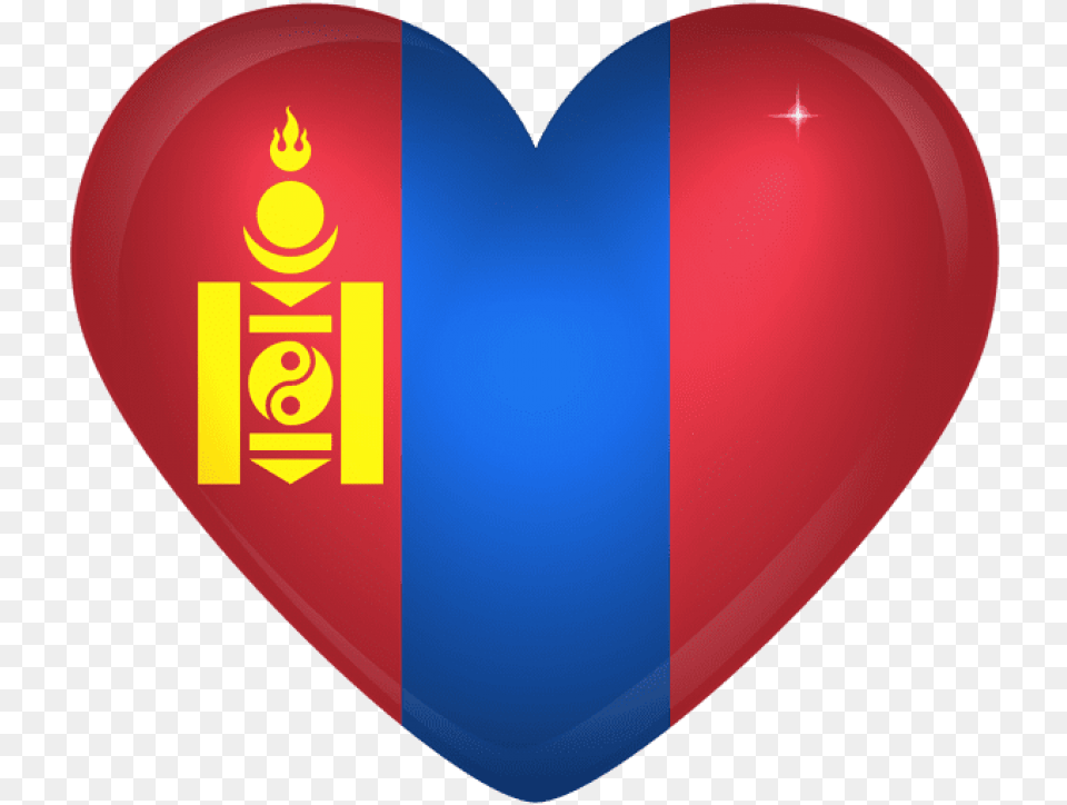 Download Mongolia Large Heart Flag Clipart Mongolia Flag In A Heart, Balloon, Plate Free Png