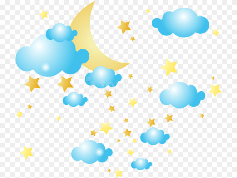 Download Moon Clouds And Stars Clip Art Stars Moon And Clouds, Nature, Night, Outdoors, Symbol Png