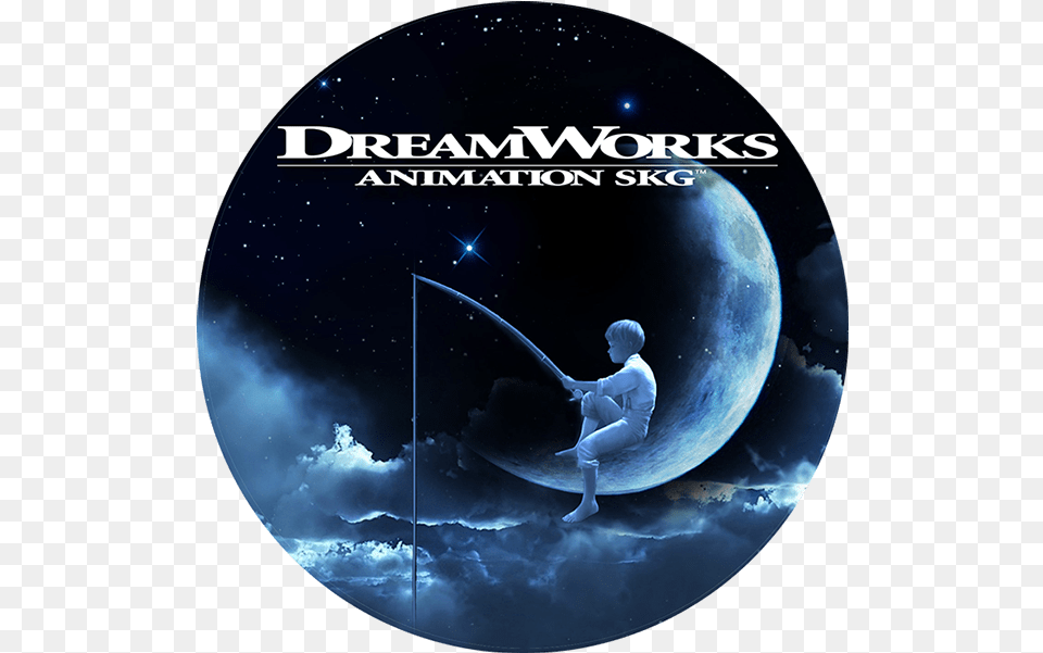 Download Moon Dreamworks Logo Image Moon Dreamworks Animation Logo, Person, Disk, Dvd, Outdoors Free Png