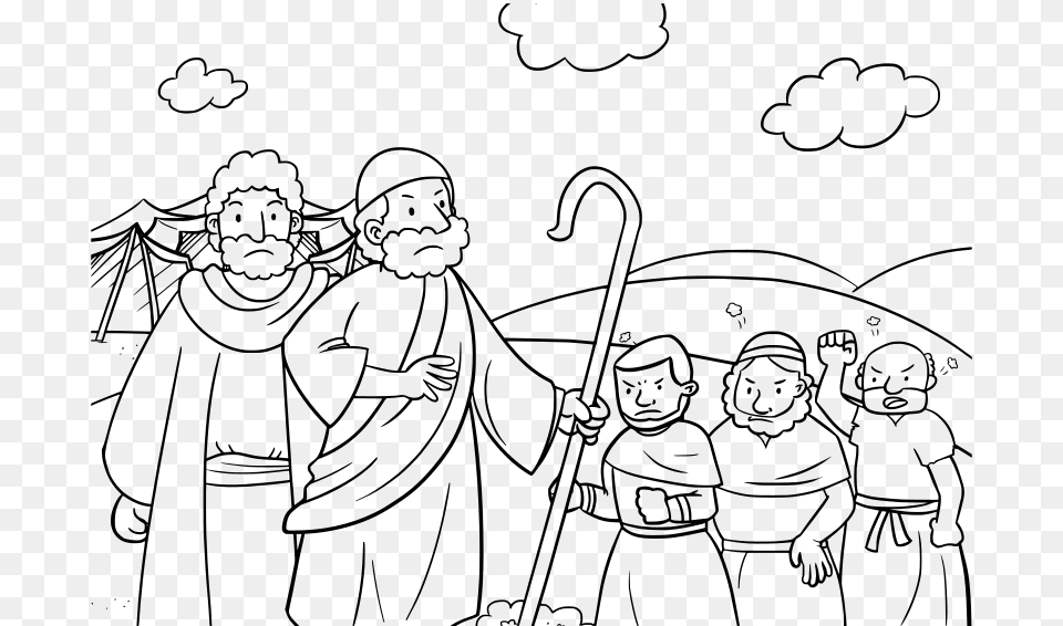 Moses And Aaron Coloring Pages Clipart Book Israelites In The Wilderness Coloring Pages, Gray Free Png Download