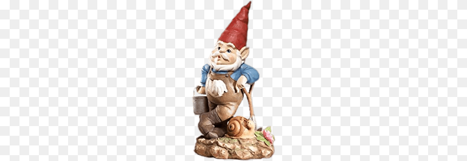 Download Motion Sensor Whistling Garden Gnome W Snail Figurine, Clothing, Hat, Baby, Person Free Png
