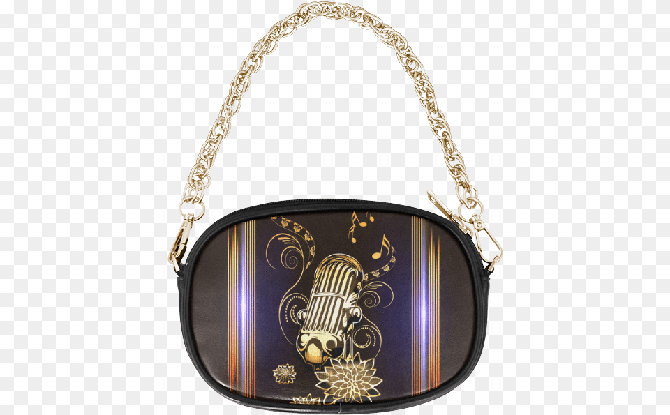 Download Music Golden Microphone Chain Purse Gold Star Handbag, Accessories, Bag Png