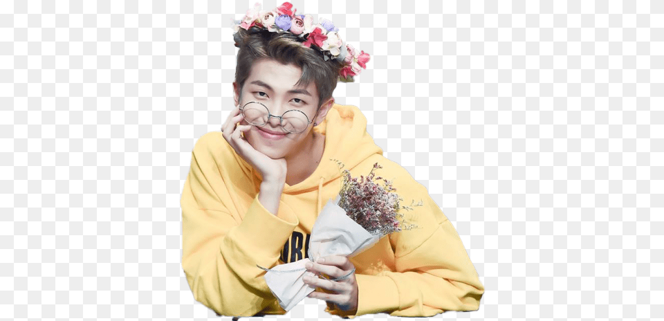 Download Namjoon Flower Crown, Person, Photography, Head, Plant Free Png