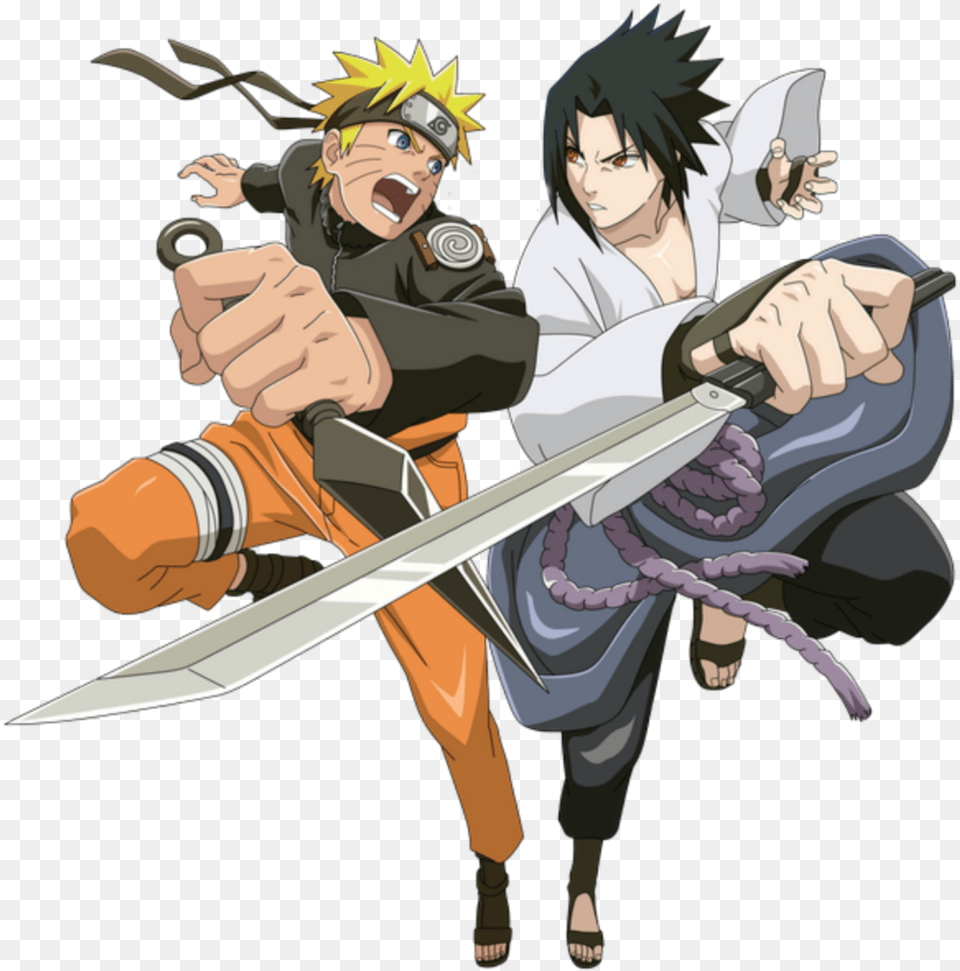 Download Naruto Shippuden Clipart Naruto Vs Sasuke, Weapon, Sword, Publication, Book Free Png