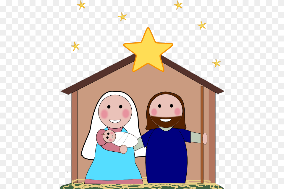 Download Nativity Silhouette Images Image Clipart Easy Cartoon Nativity Scene, Baby, Person, Star Symbol, Symbol Free Transparent Png