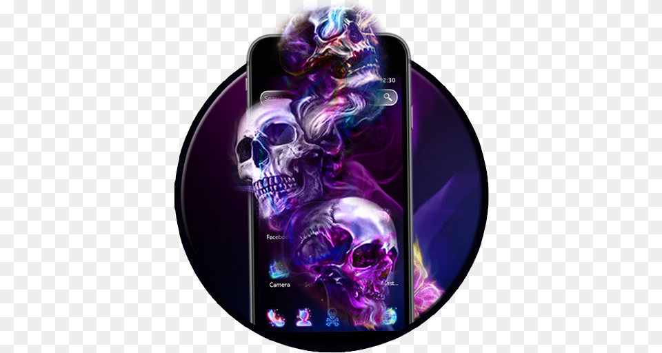 Download Neon Colourful Skull Theme See Hear Speak No Evil Skulls, Purple, Electronics, Phone, Adult Png