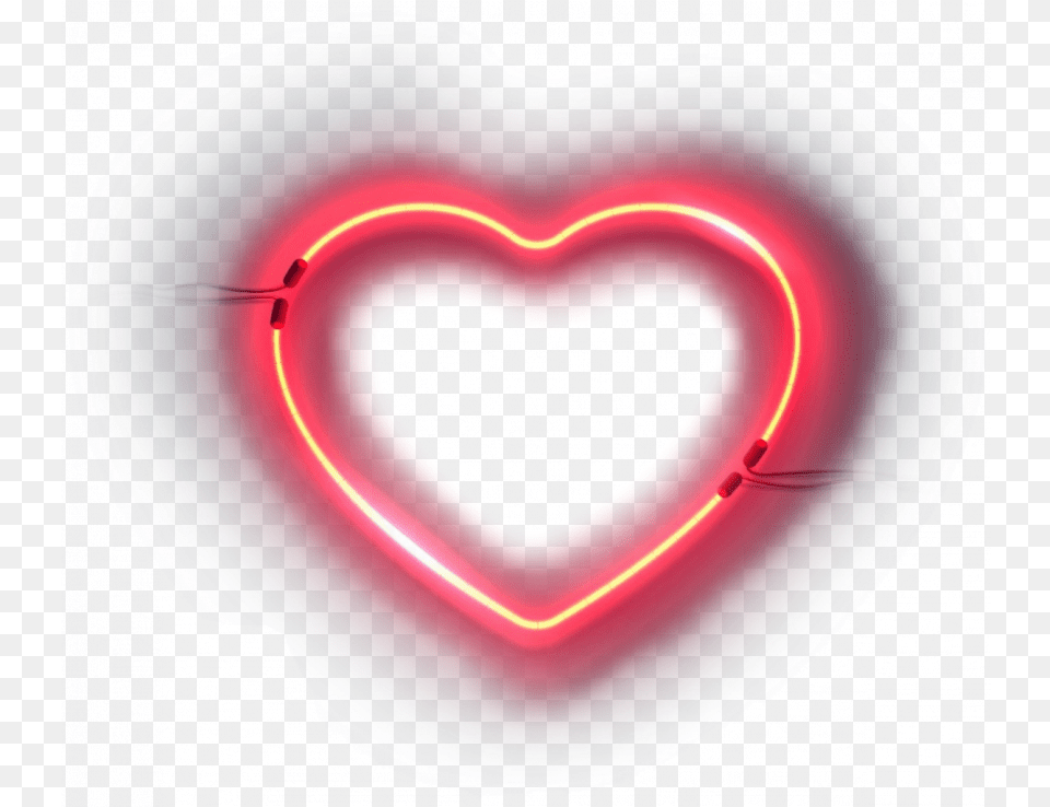 Download Neon Glowing Heart Neon Light Heart Transparent Neon Broken Heart, Lamp Png