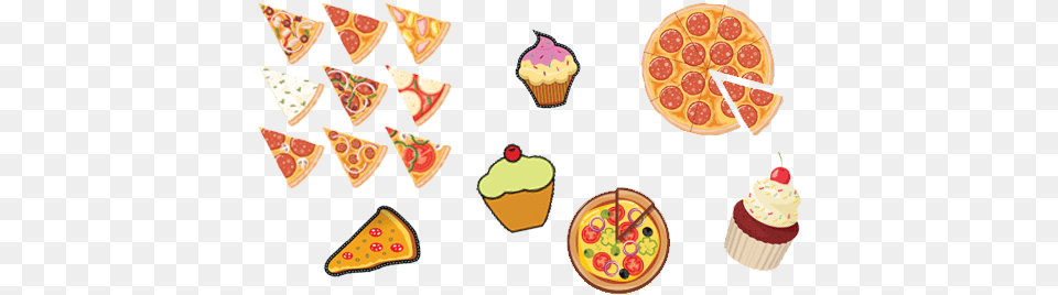 Download New Group Pizza And Cupcakes Pizza And Cupcakes Pizza Slice Art, Cake, Cream, Cupcake, Dessert Png Image