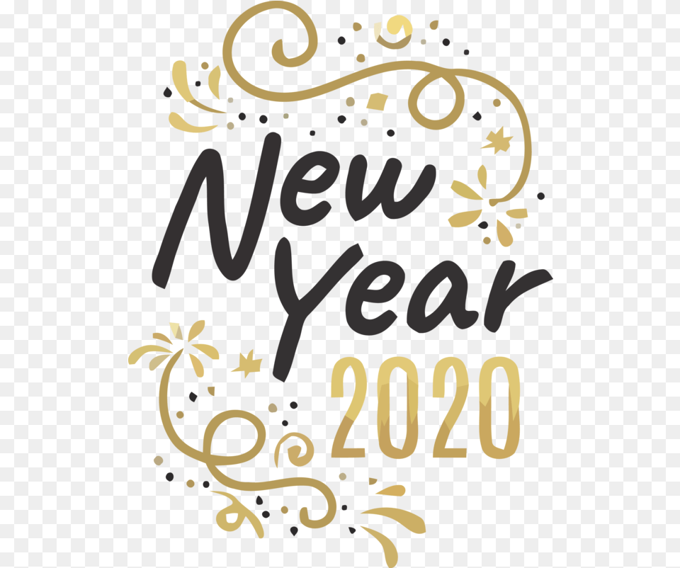 Download New Year Font Text Calligraphy For Happy 2020 Happy New Year 2020 Card, Art, Graphics, Floral Design, Pattern Png Image