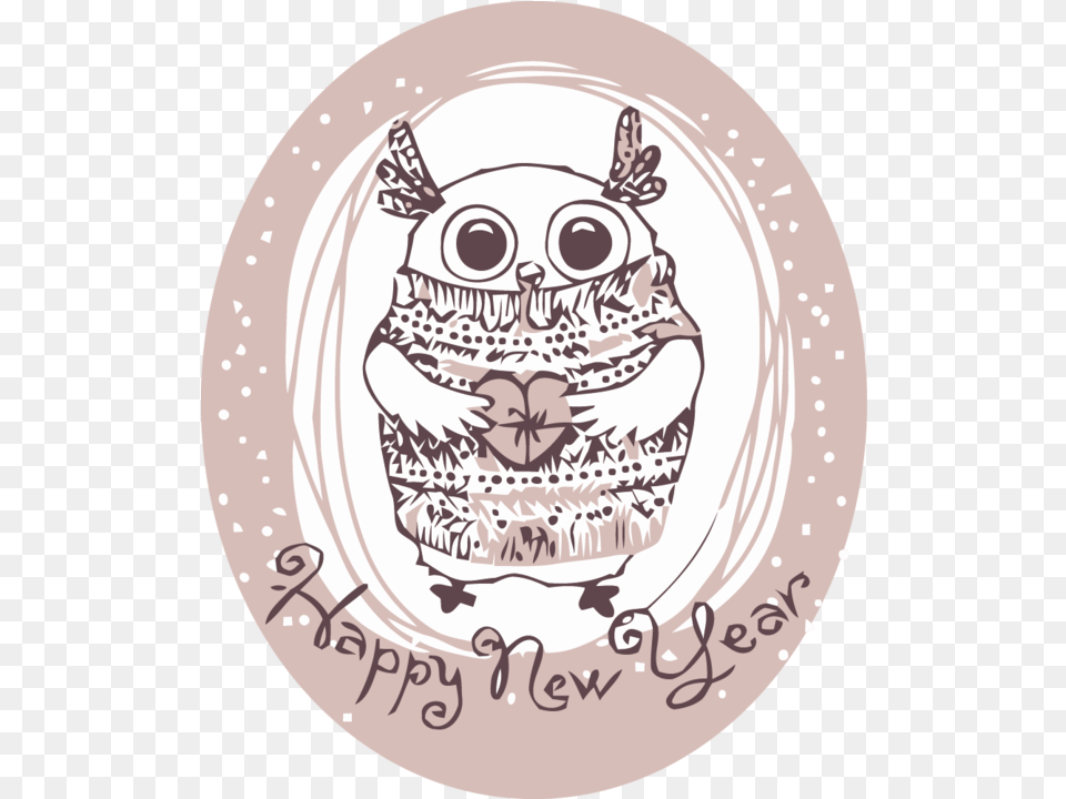 Download New Year Owl Bird Of Prey Circle For Happy Happy New Year Owl, Photography, Face, Head, Person Png Image