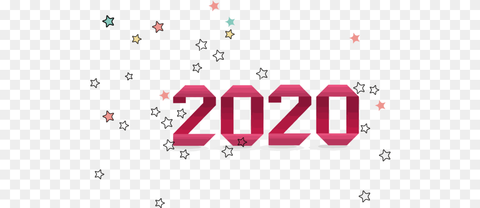 Download New Year Text Font Pink For Happy 2020 Celebration Graphic Design, Symbol, Number, Dynamite, Weapon Png Image
