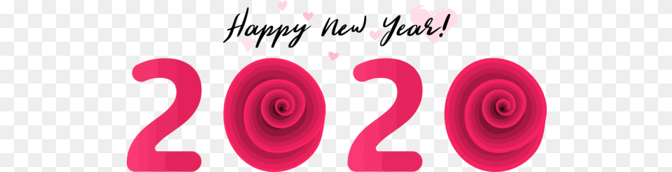 Download New Years 2020 Pink Text Font Rose Happy New Year, Number, Symbol Free Transparent Png
