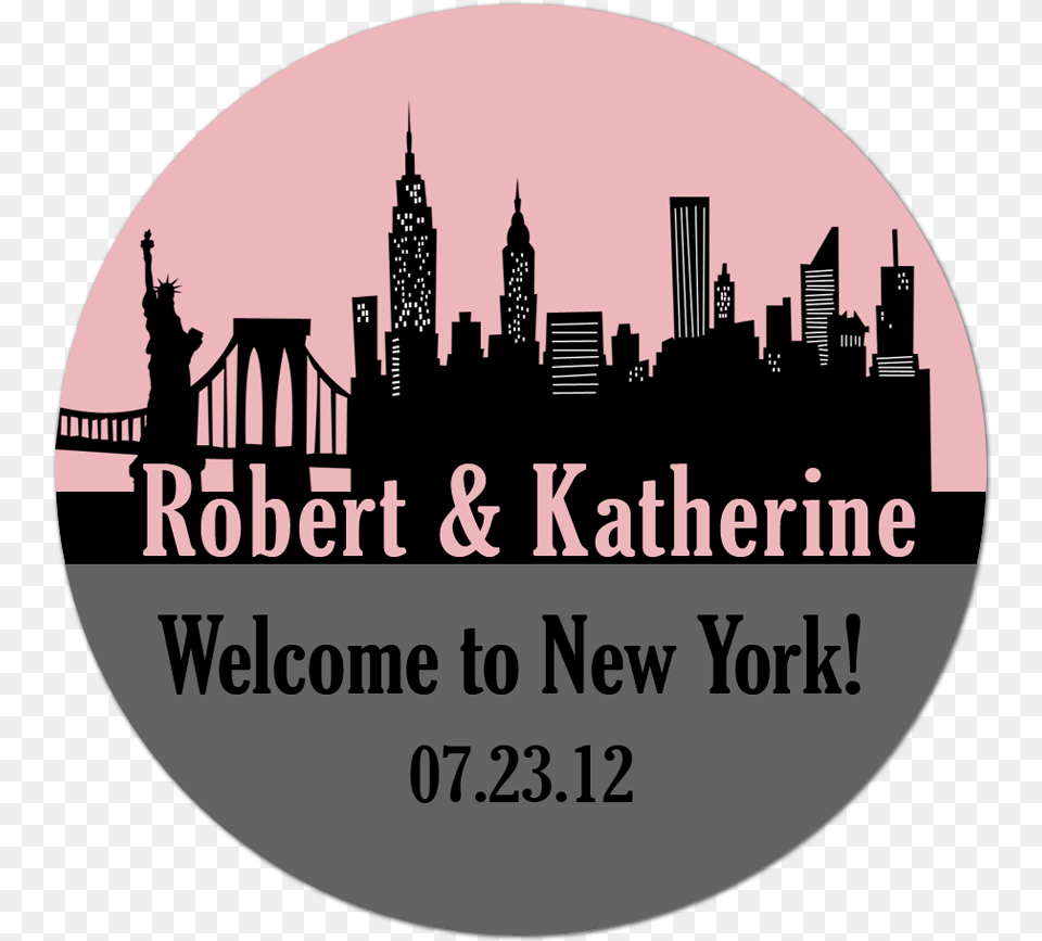 Download New York City Skyline Personalized Sticker Wedding New York City Skyline Cartoon, Metropolis, Urban, Photography, Person Free Transparent Png