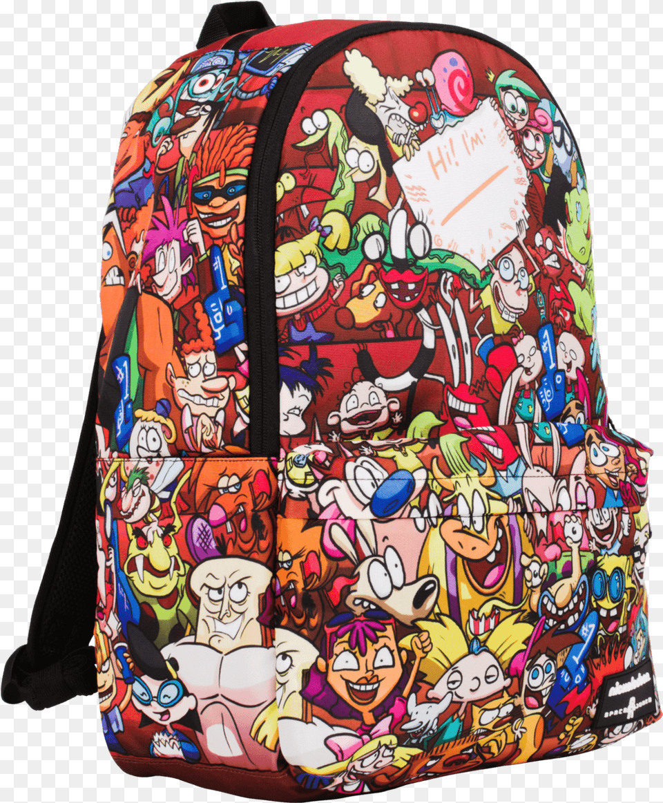 Nickelodeon 90u0027s Stadium Backpack 90u0027s Cartoon Space Junk 18 Backpack Nickelodeon, Bag, Face, Head, Person Free Png Download