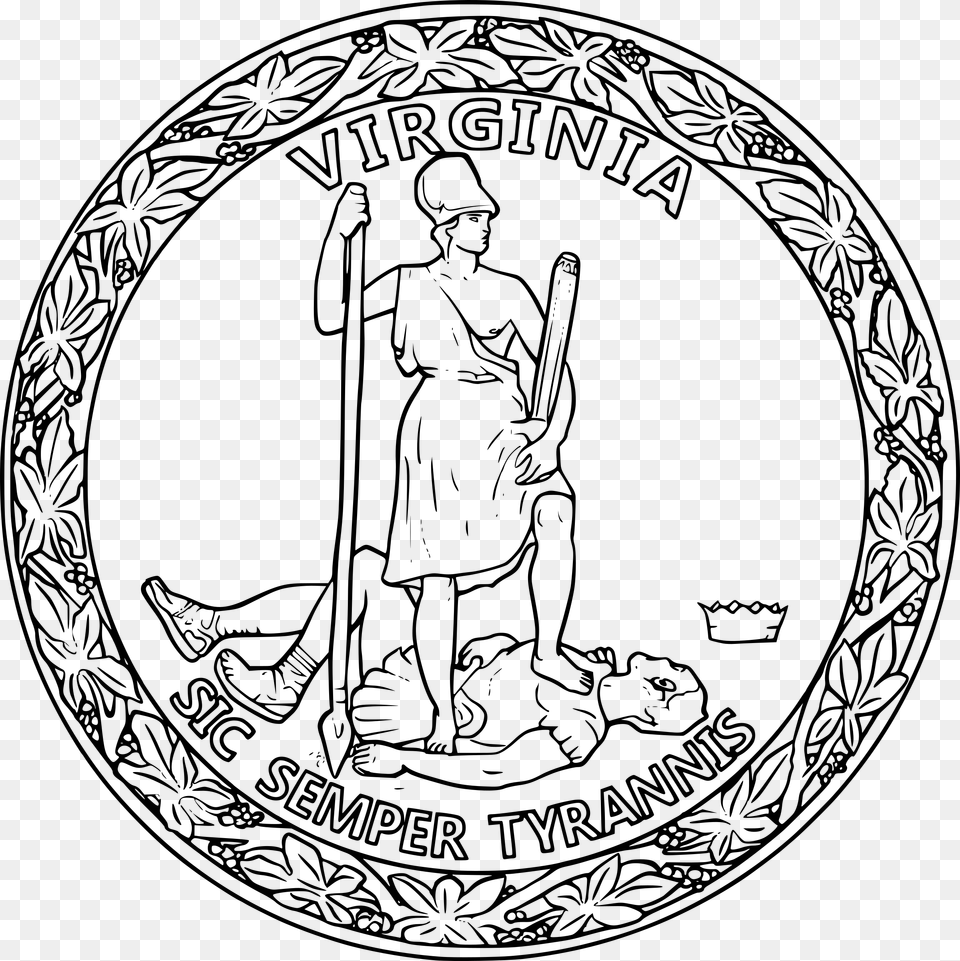 Download Of The Commonwealth Virginia Version Big Outline Virginia State Seal, Gray Free Transparent Png