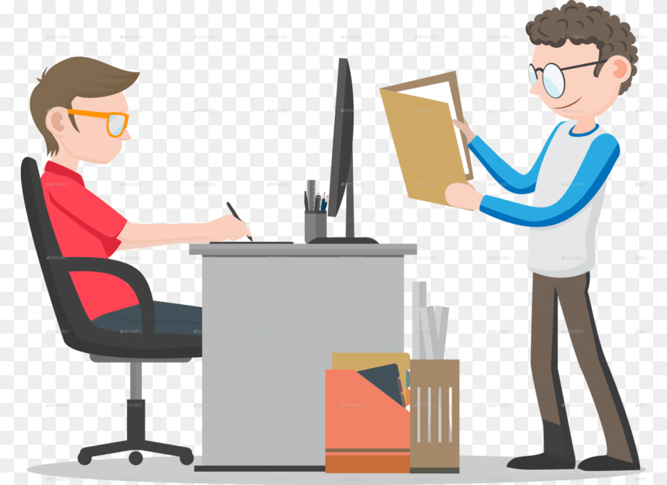 Office Worker Clipart Office Desk Clip Art, Box, Person, Child, Carton Free Png Download