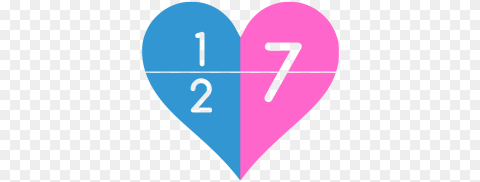 One Half Plus Seven Ponk And Blue Heart Half, Text, Symbol, Number Free Png Download