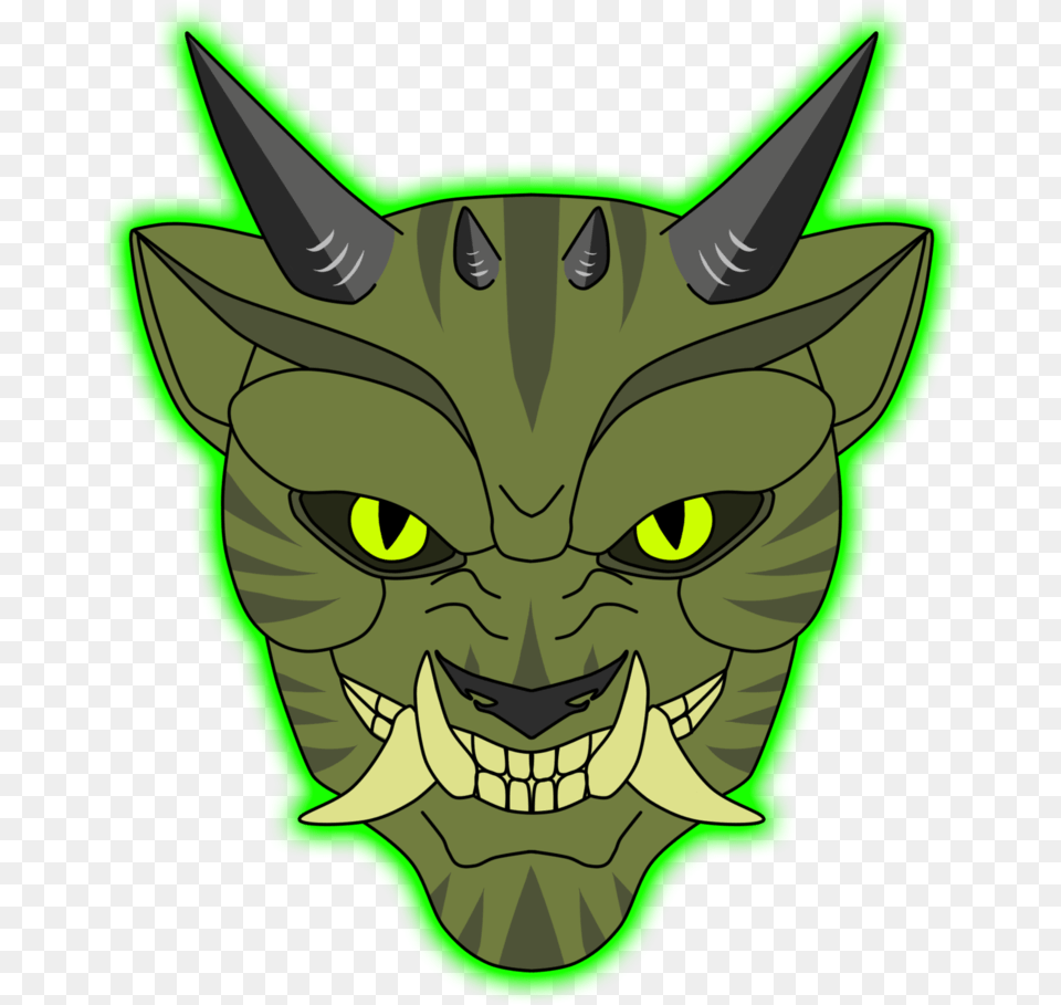 Download Oni Mask Pic For Designing Projects Cat Oni Mask, Green, Mammal, Animal, Egyptian Cat Free Transparent Png