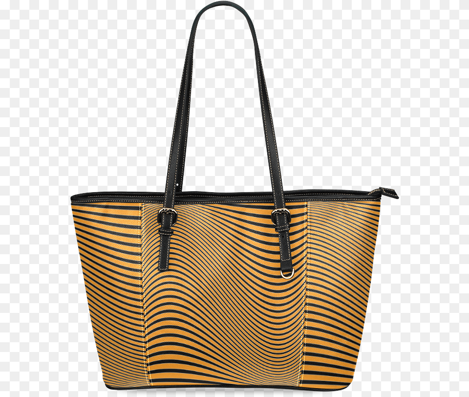 Download Orange And Black Wavy Lines Leather Tote Bagsmall Handbag, Accessories, Bag, Tote Bag, Purse Png
