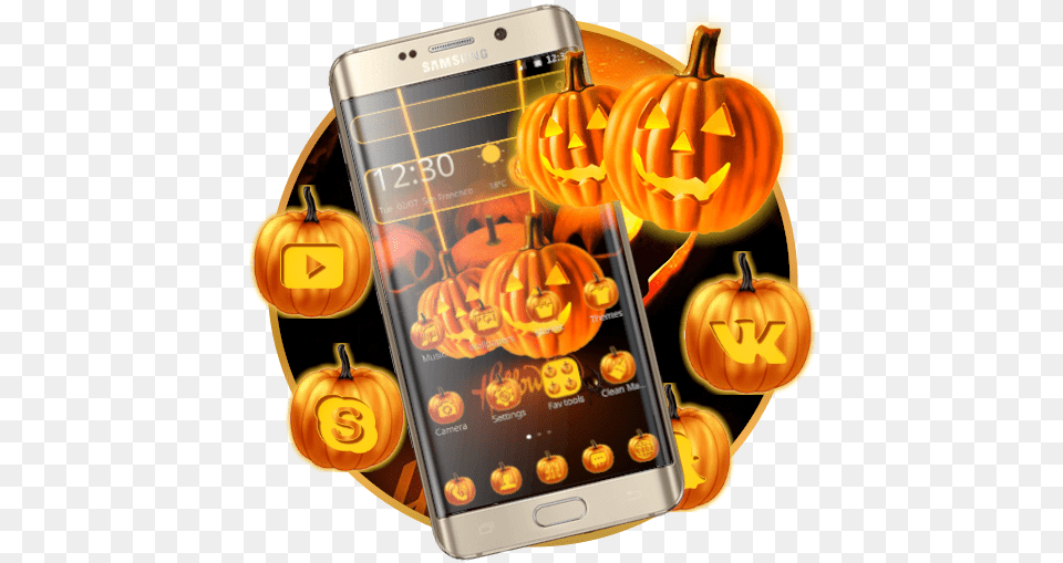 Download Orange Evil Halloween Pumpkin Theme Smartphone, Electronics, Mobile Phone, Phone, Festival Free Transparent Png