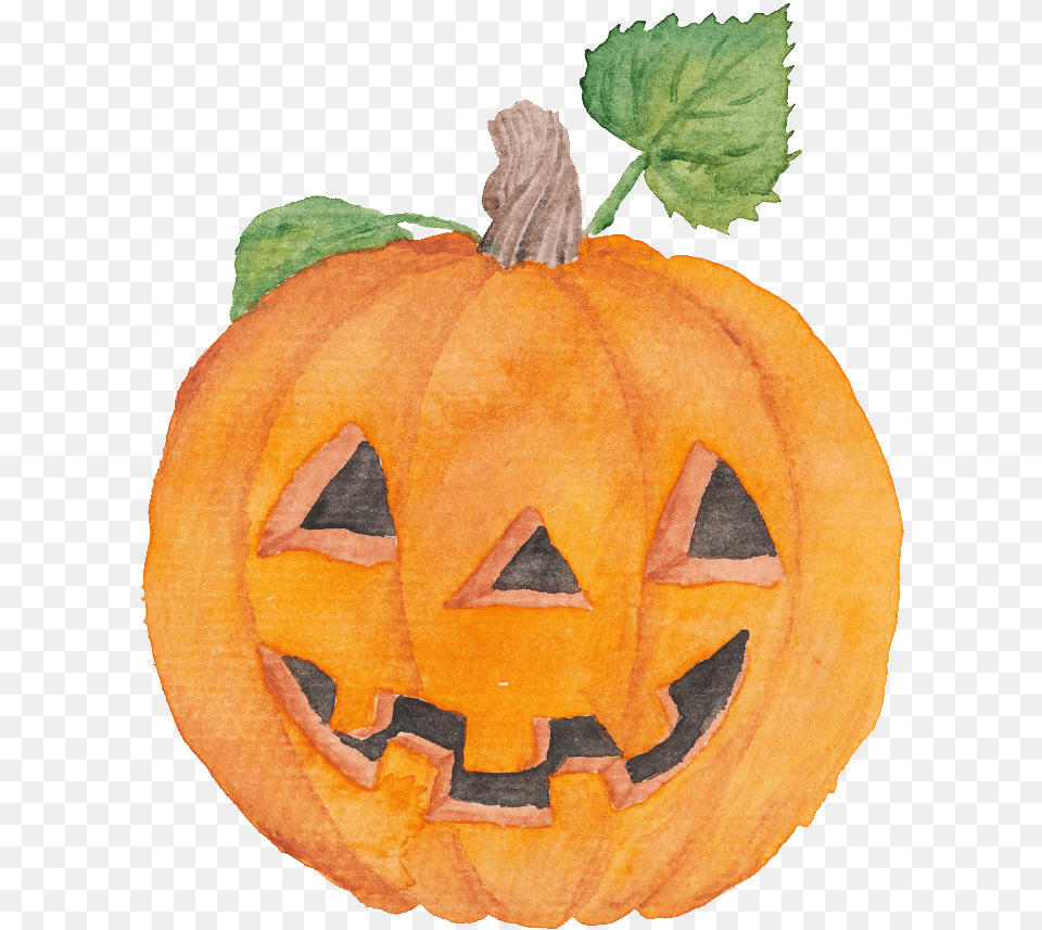 Download Orange Hand Painted Smiley Pumpkin Halloween Pumpkins, Food, Plant, Produce, Vegetable Png