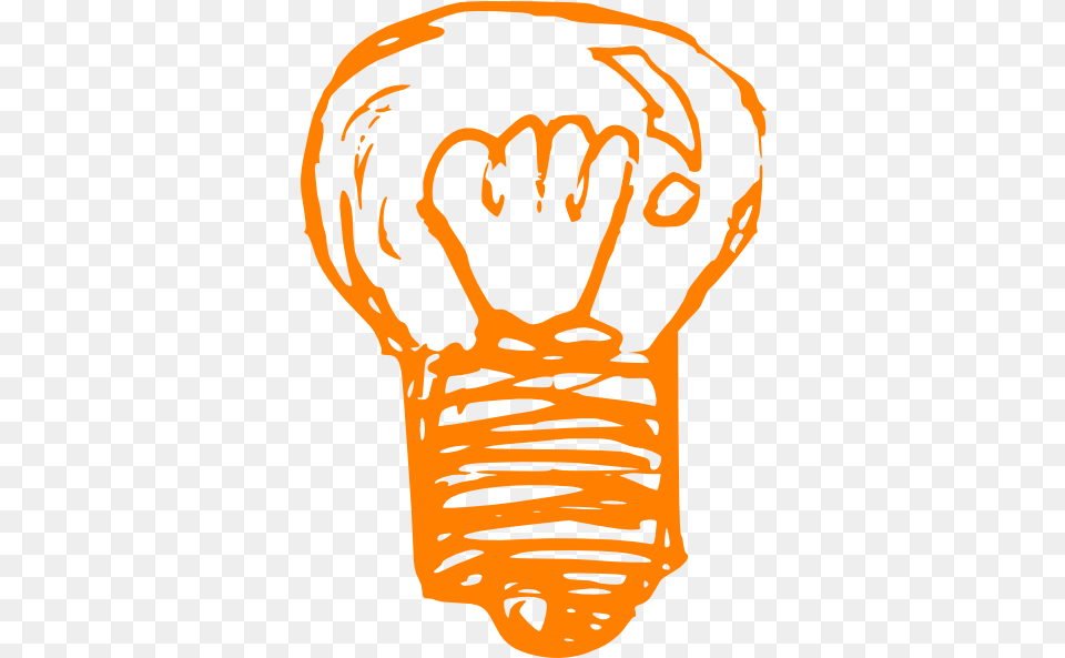 Download Orange Light Bulb Clip Art Lamp Drawing Orange Light Bulb, Person, Lightbulb, Face, Head Free Png