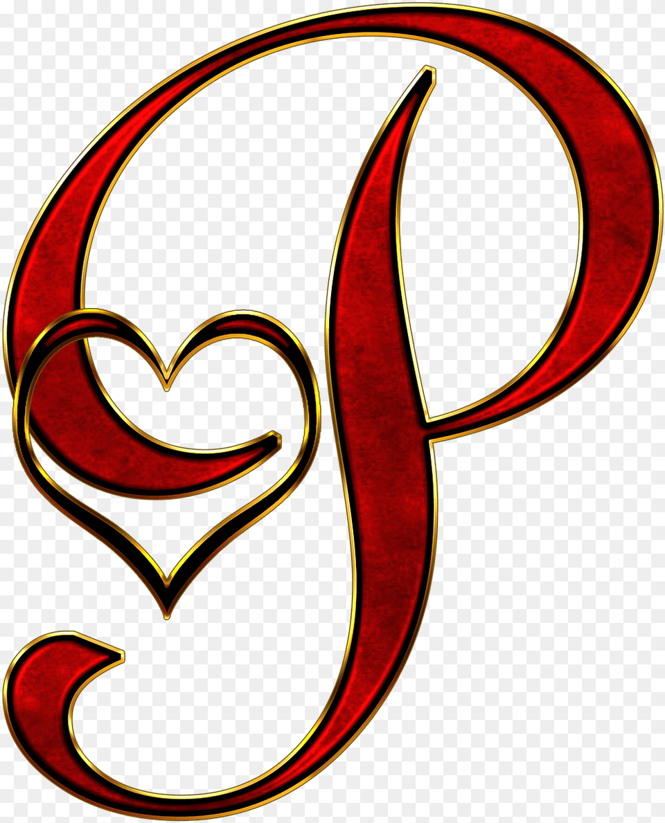 Download P Letter In Heart Hd, Symbol, Text, Calligraphy, Handwriting Png Image