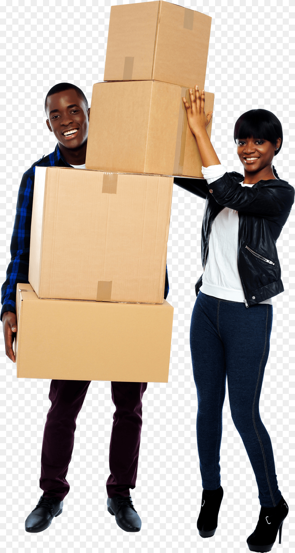 Packing Commercial Use Image Moving People With Box Free Png Download