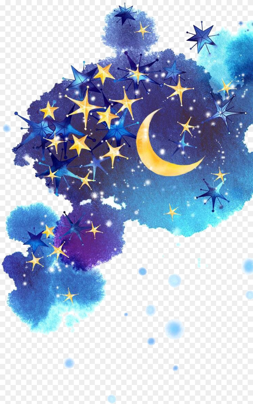 Download Painted Sky Night Star Moon Photo Clipart Stars And Moon Border, Nature, Outdoors, Astronomy, Aircraft Png Image