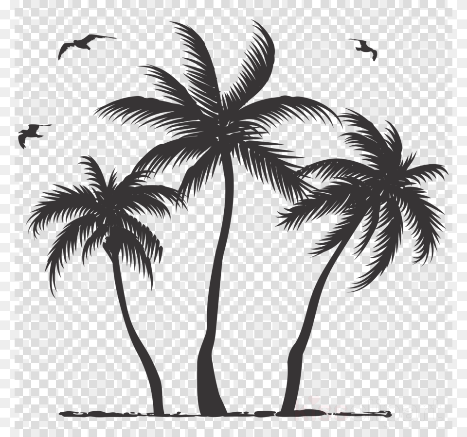 Download Palm Tree Silhouette Clipart Palm Trees Clip Island Breeze Twin Duvet, Palm Tree, Plant, Pattern, Animal Png Image